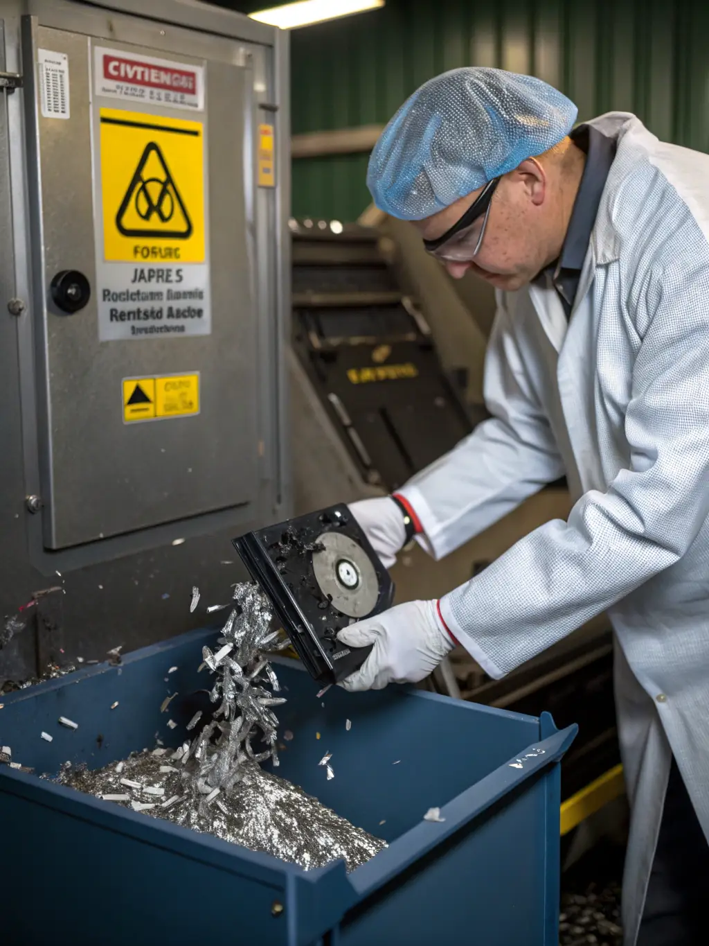 An image showcasing a technician securely wiping data from an Apple device, highlighting the data security measures.